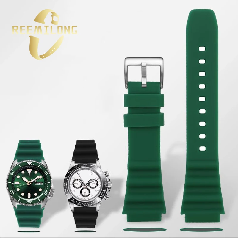 Ремешок из силиконовой резины для SEIKO NO.5 Prospex SRPD63K1 SRPD79 SRPE31 20 мм 22 черный зеленый