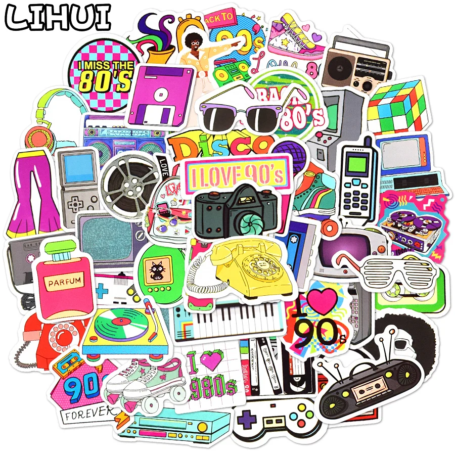 

10/30/70 PCS Classic 8090s Stickers Retro Nostalgia Sticker for Laptop Skateboard Motor Bike Car Fridge Guitar Waterproof Decals