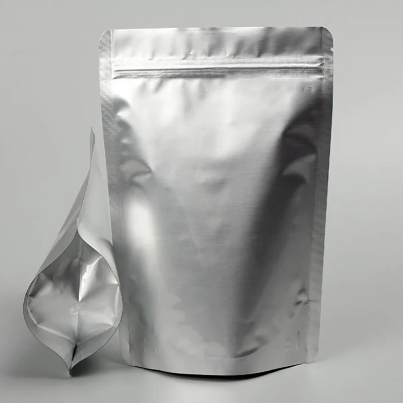 

50PCS High Barrier Premium Pure Aluminum Foil Zipper Lock Stand Up Protein Powder Food Pouches for Food Coffee Tea Beans