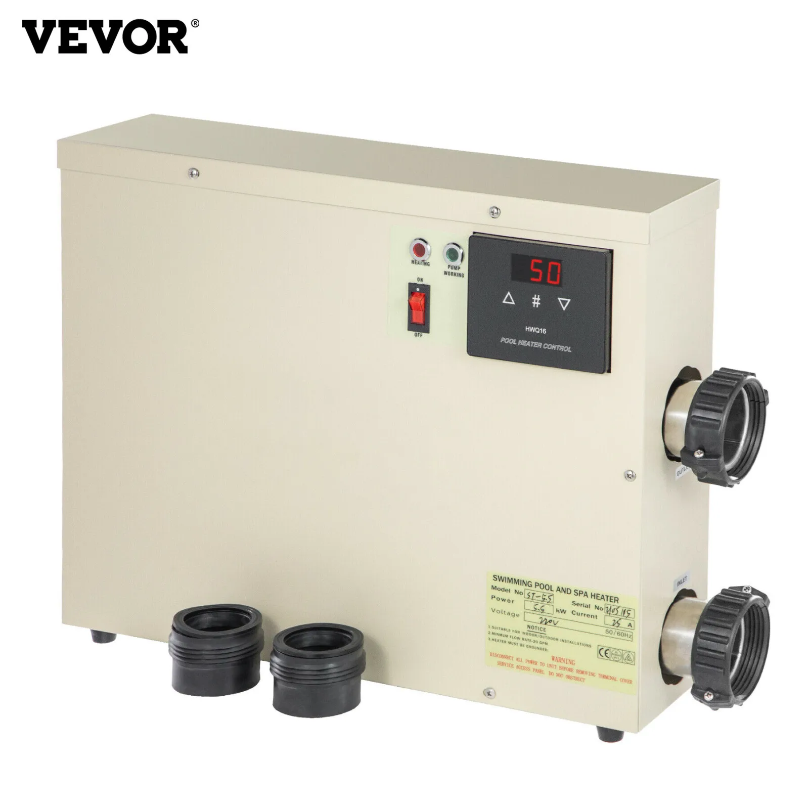 

VEVOR 11KW 220V электрический обогреватель для бассейна с термостатом