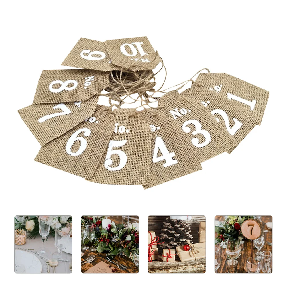 

Table Numbers Wedding Burlap Banner Flags Bottle Bunting Decoration Party Markers Vintage Custom Rustic Gift Tags Number