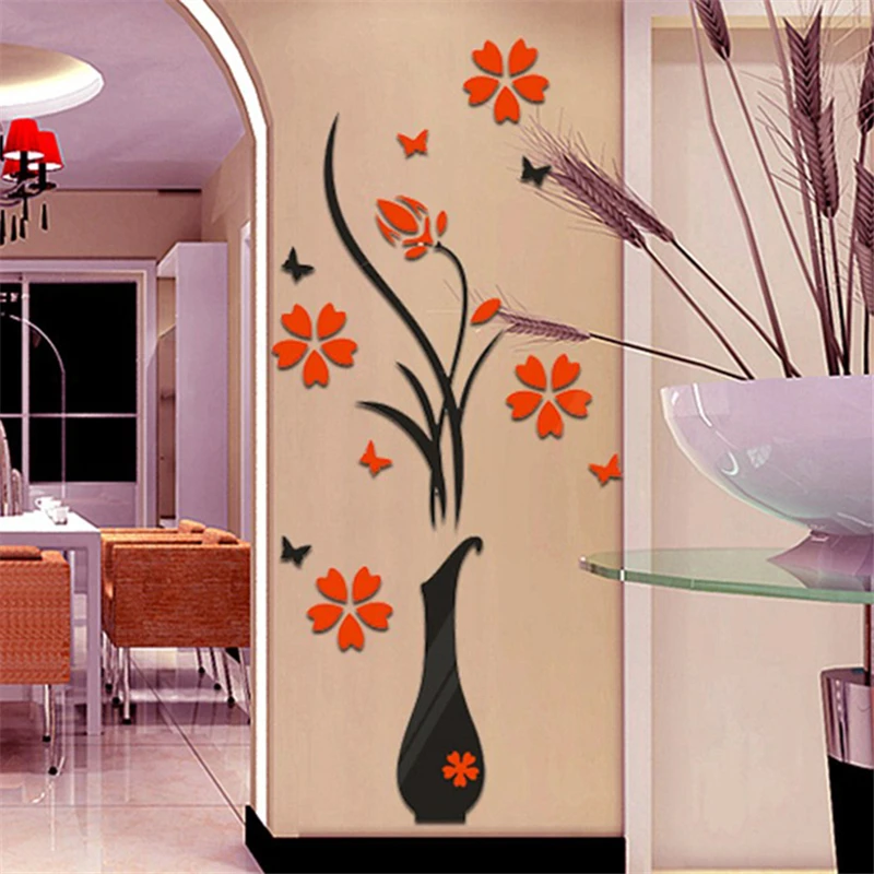 

Wall Sticker Flower With Vase Home Room Decor Decal DIY Removable