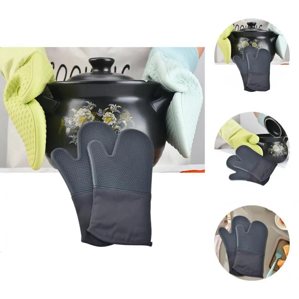 

Нескользящие стойкие утолщенные текстурированные варежки для духовки, кухонные принадлежности для дома