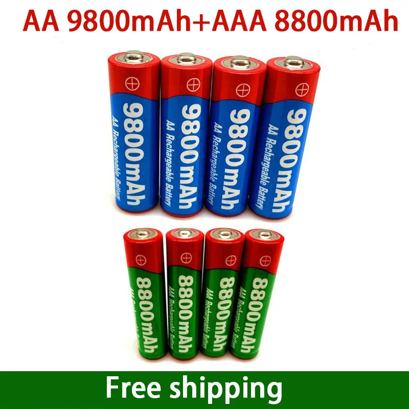 

New 1.5V AA 9800 MAh+1.5V AAA 8800 MAh Alkaline1.5V Rechargeable Battery For Clock Toys Camera BatteryFree Shipping