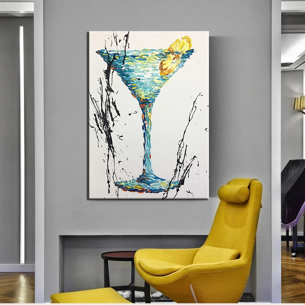 

Abstract Cocktail Menu Canvas Oil Painting Wall Art Picture Poster Cuadros for Living Room Kitchen Bar and Restaurant Home Decor