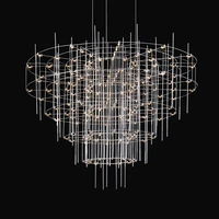stainless steel crystal chandelier for living room art decor indoor home chandelier lighting chrome led hanging pendant lamp