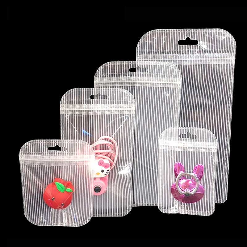 

50pcs Stripe Frosted Self Sealing OPP Bags Zip lock Bag Resealable Packaging Jewelry Retail Pouches