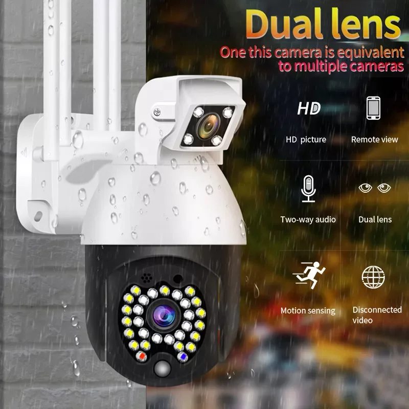 

1080P Wireless Wifi PTZ IP Camera Wireless Dual Lens CCTV HD Outdoor Security Cam 29 Led IR Night Vision LED Light Waterproof