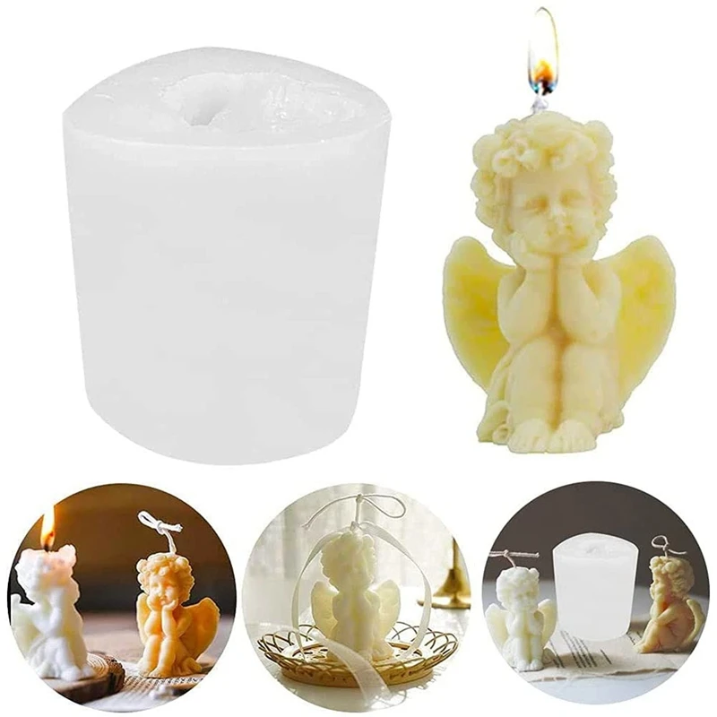 

1 Piece Candle Moulds Silicone Little Angel Candle Making Moulds 3D Angel Baby Shape Candle Moulds Chocolate Cake Moulds
