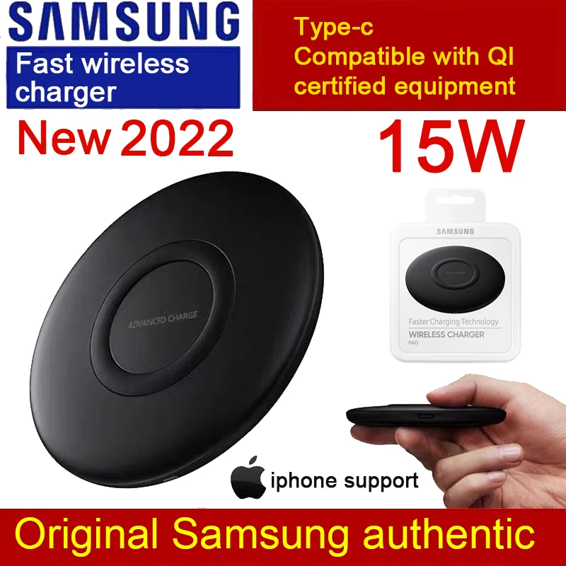 

Original 15W Samsung Fast Wireless Charger Pad For Galaxy S22 S21 S20 Ultra S10 S9 S8 Plus Note8 Note9/iPhone 12 13,Qi,EP-P1100