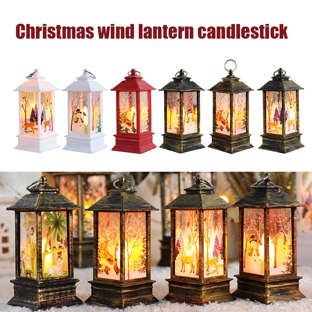 

Hanging Candle Holder Old Man Snowman Deer LED Luminous Lantern Festival Ornaments Heat-resistance for Home Tabletop Window