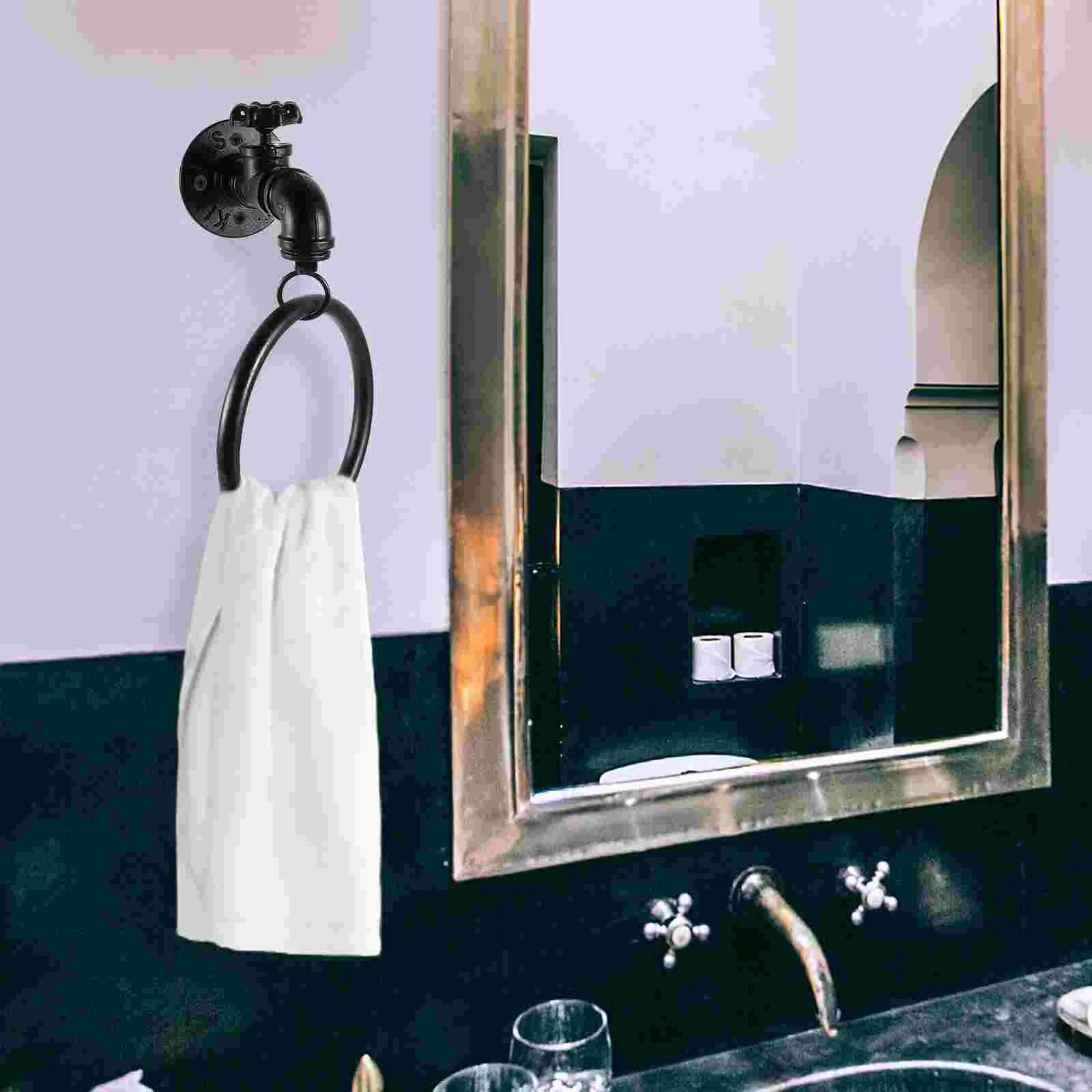 Towel Holder Ringbathroom Hanger Hook Stand Industrial Hooks Retro Stainless Steel Hanging Bath