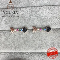 with logo s925 sterling silver fashion shape luxury design stud earrings classic original womens boutique matching jewelry