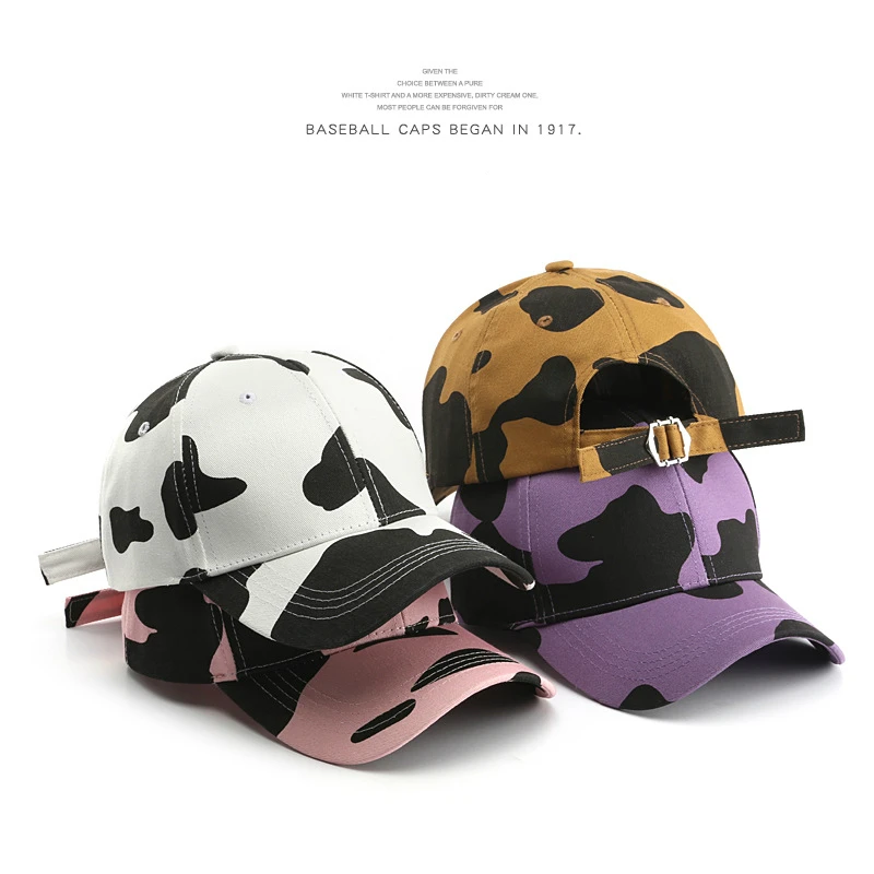 

New 2022 New Baseball Cap for Women Fashion Cow Print Hat Girls Summer Sun Cap Casual Hip Hop Snapback Hat Adjustable Mom Hats