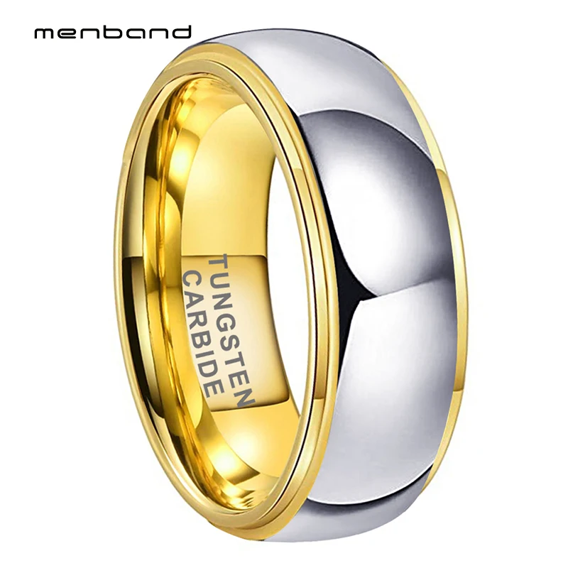 

Tungsten Carbide Wedding Band Gold Color Men Women Anniversary Rings Stepped Domed Polished Shiny 6MM 8MM Comfort Fit