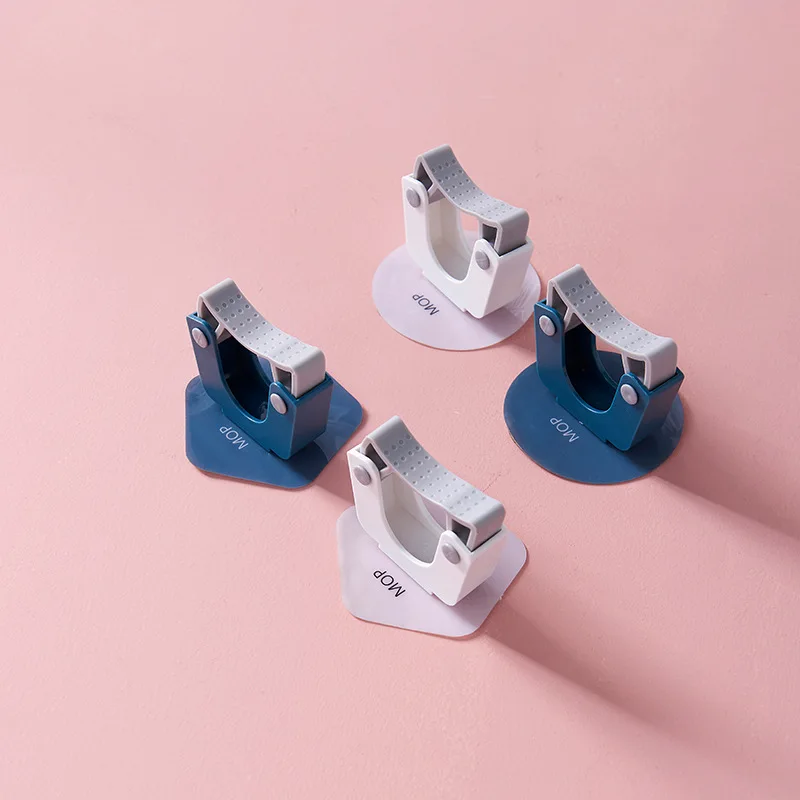 

New Bicolor mop clamping artifact no punching toilet mop rack hook wall mounted storage rack no trace adhesive storage rack