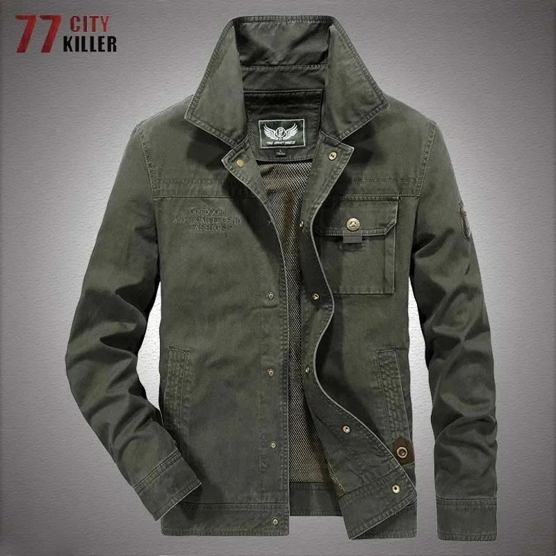 

Military Bomber Jackets Men Spring Autumn Cotton Multi-pocket Cargo Jacket Mens Outdoor Work Flight Outwear Coats Veste Homme