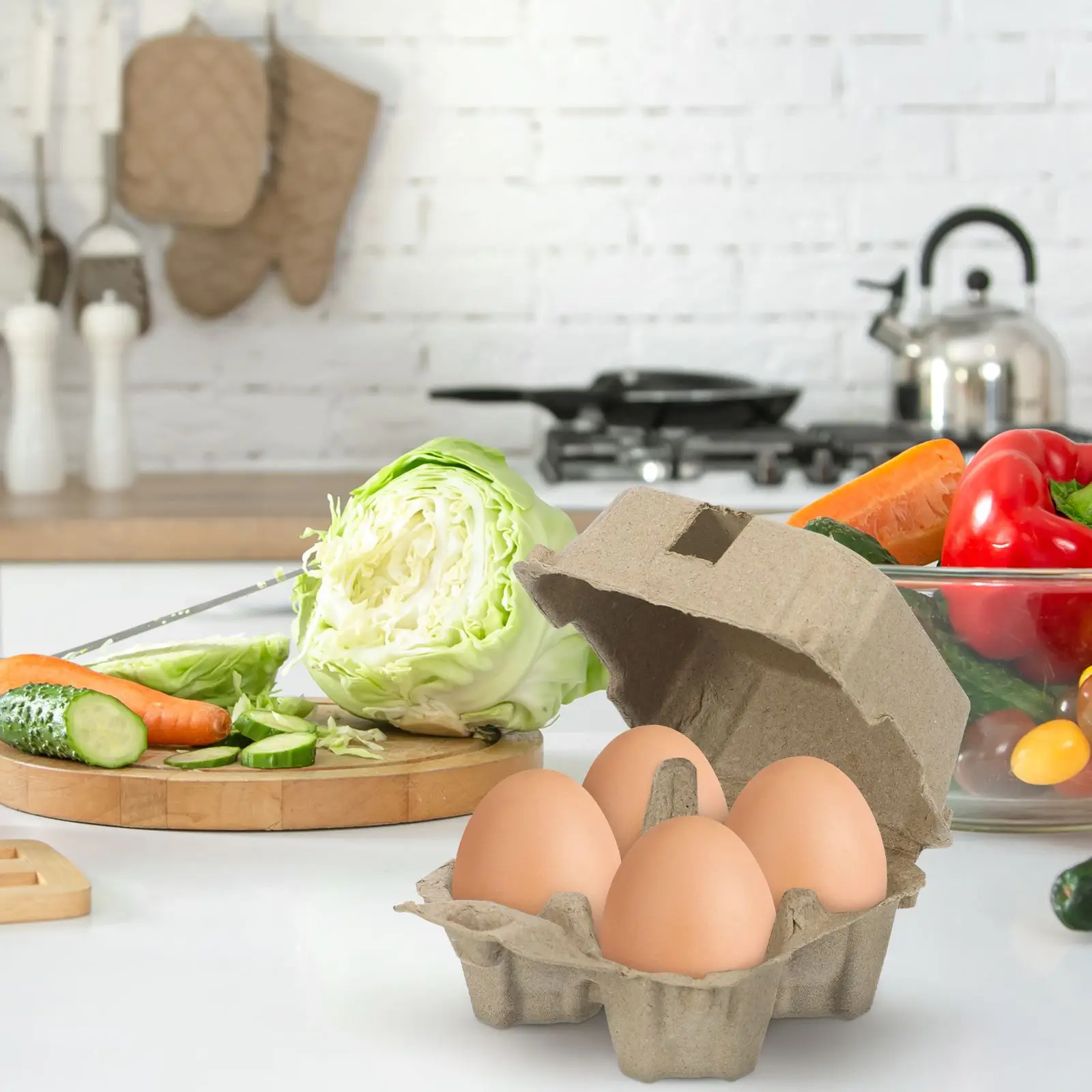 10 шт. коробки для яиц из крафт-бумаги 4 отделения лоток куриных семейные