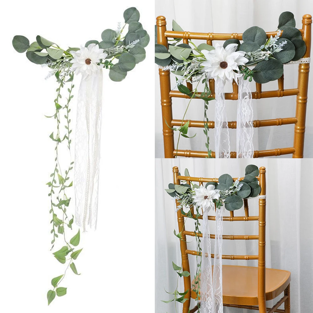 

Garden Home Chair Decoration Wedding Fake Flower Plastic Polyester Wedding Ceremony Romantic Artificial Flower