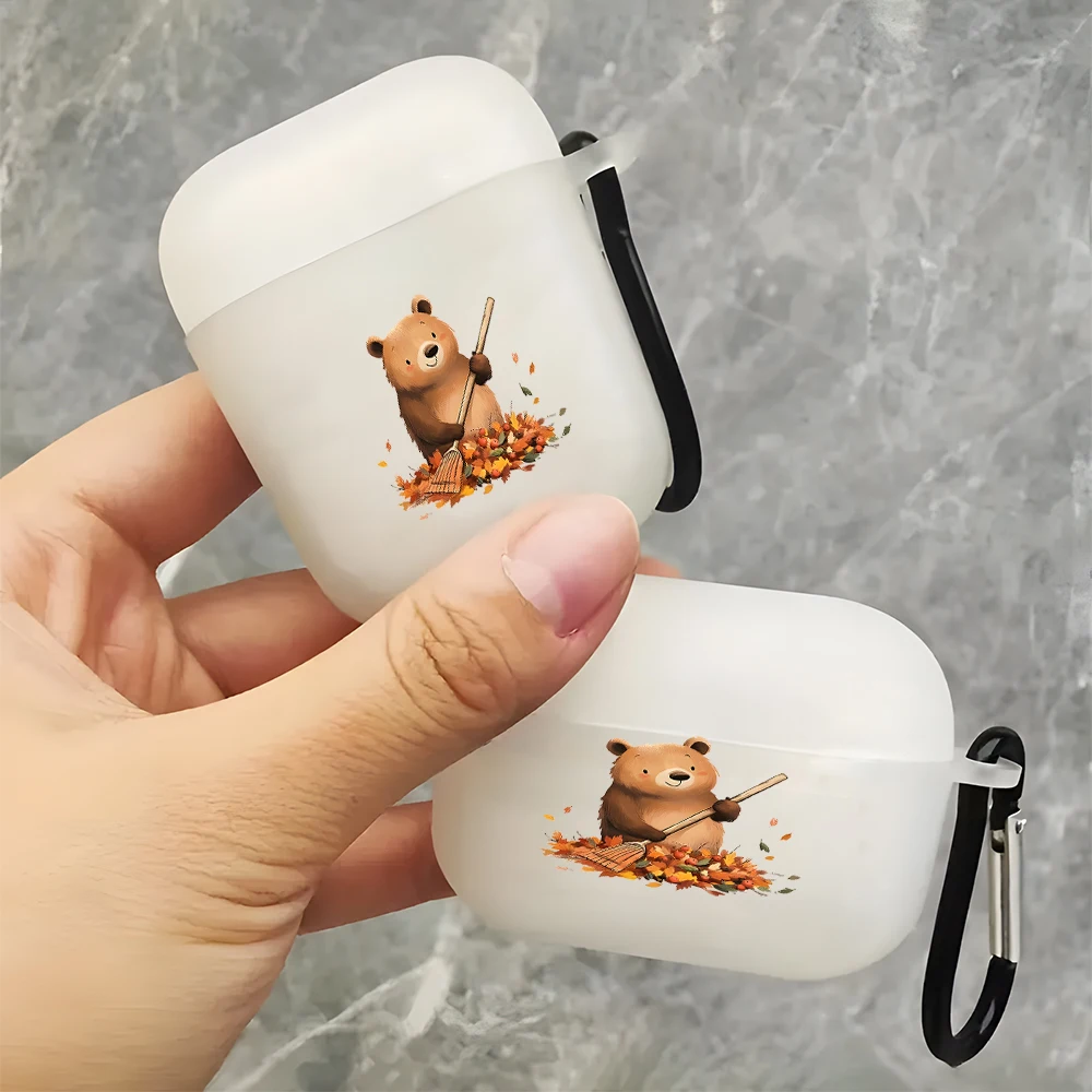 Фото Светящийся силиконовый чехол для наушников AirPods 4/3/2/1 в виде мультяшного медведя, мягкий чехол для AirPods Pro2/Pro3/Pro №4