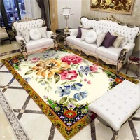 2022 european style golden yellow flower pattern carpet comfortable bedroom decor carpets home living room area rugs