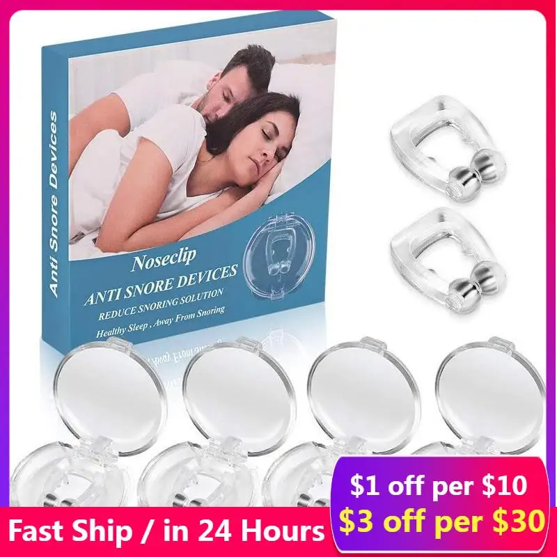

4pcs Silicone Magnetic Anti Snore Stop Snoring Nose Clip Sleep Tray Sleeping Aid Apnea Guard Night Device with Case