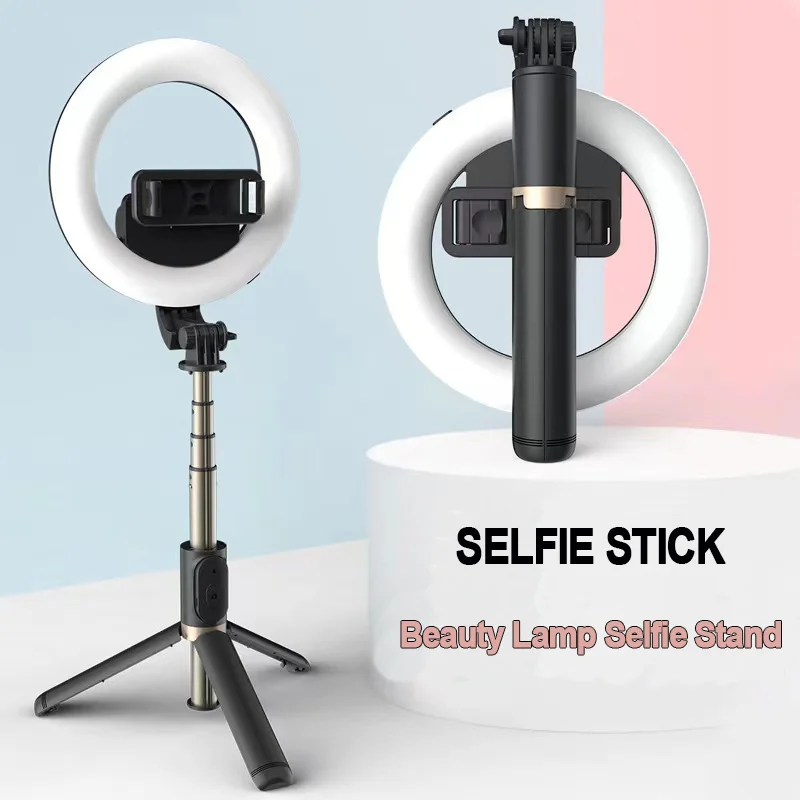 

6 Inch Selfie LED Ring Light With Tripod Stand Video Live Streaming Makeup Photography Light Wireless Bluetooth Selfie Sticks