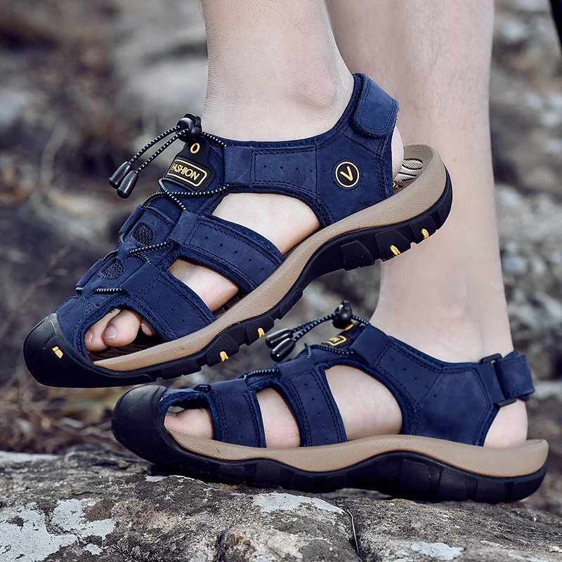 Mannen Sandalen Zomer Outdoor Casual Mannen Schoenen Sandalen Mode Echt  Lederen Sandalen Mannelijk Strand Sneaker Water Schoenen - купить по  выгодной цене | AliExpress