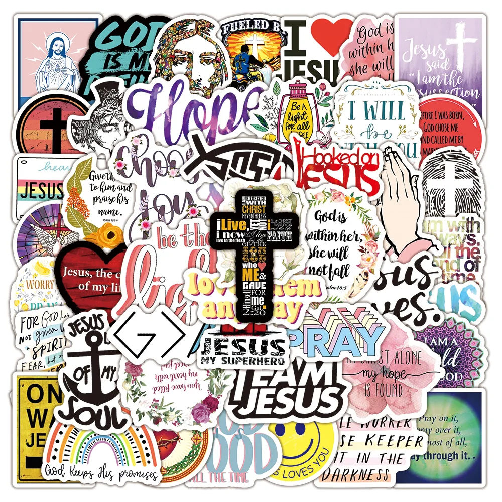 

10/30/50PCS Jesus Christianity Prayer Phrases Graffiti Stickers Cartoon Decal Laptop Phone Bike Scrapbook Toy Sticker for Kids