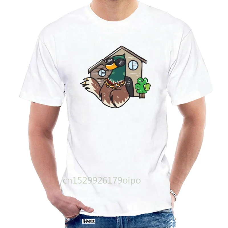 

Мужская футболка с изображением богатой утки с домом каракули, футболка @ 064211