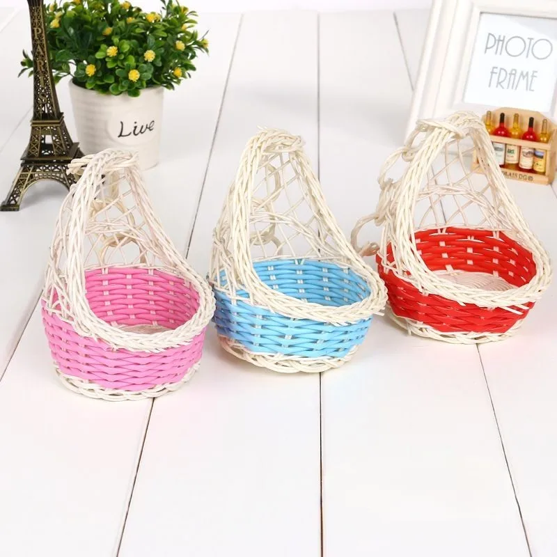 

10pcs Rattan Woven Flower Baskets Bird's nest Basket Chocolate Candy Storage Box Home Office Decor Pendant Living Roome Supplies