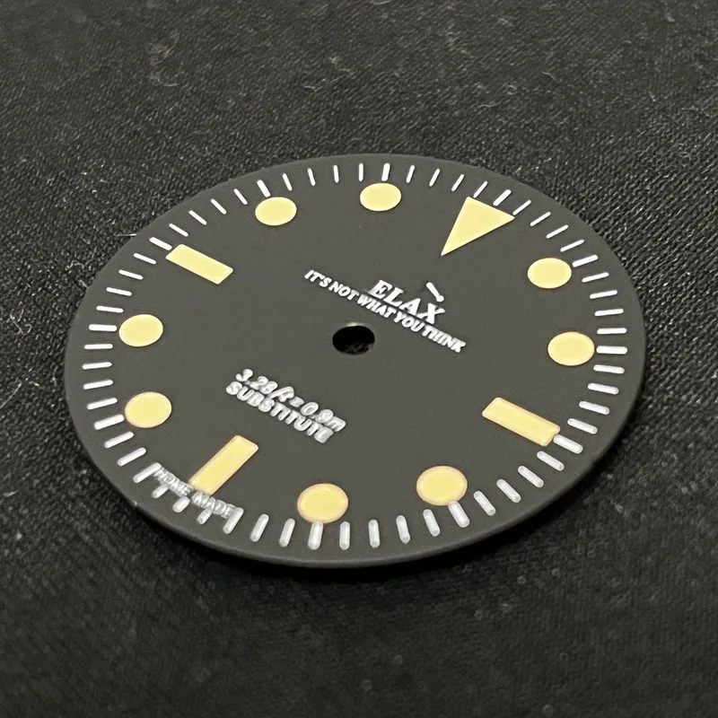 Vintage Watch Parts Matte Black Dial Suitable for NH35 NH38 Movement OEM Relax Dial Green Luminous Replacement Watch Accesories