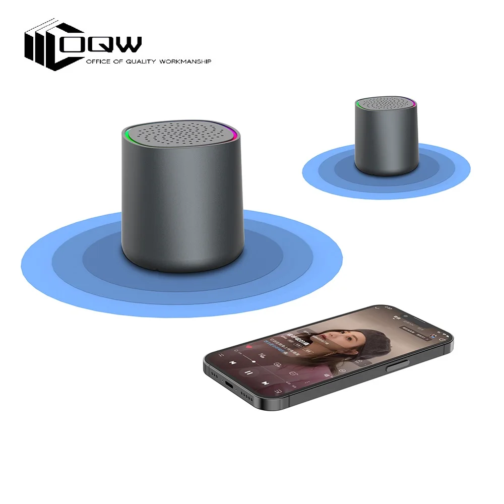 Bluetooth-динамик OQW со светодиодной подсветкой Hi-Fi мини-динамик синего цвета с