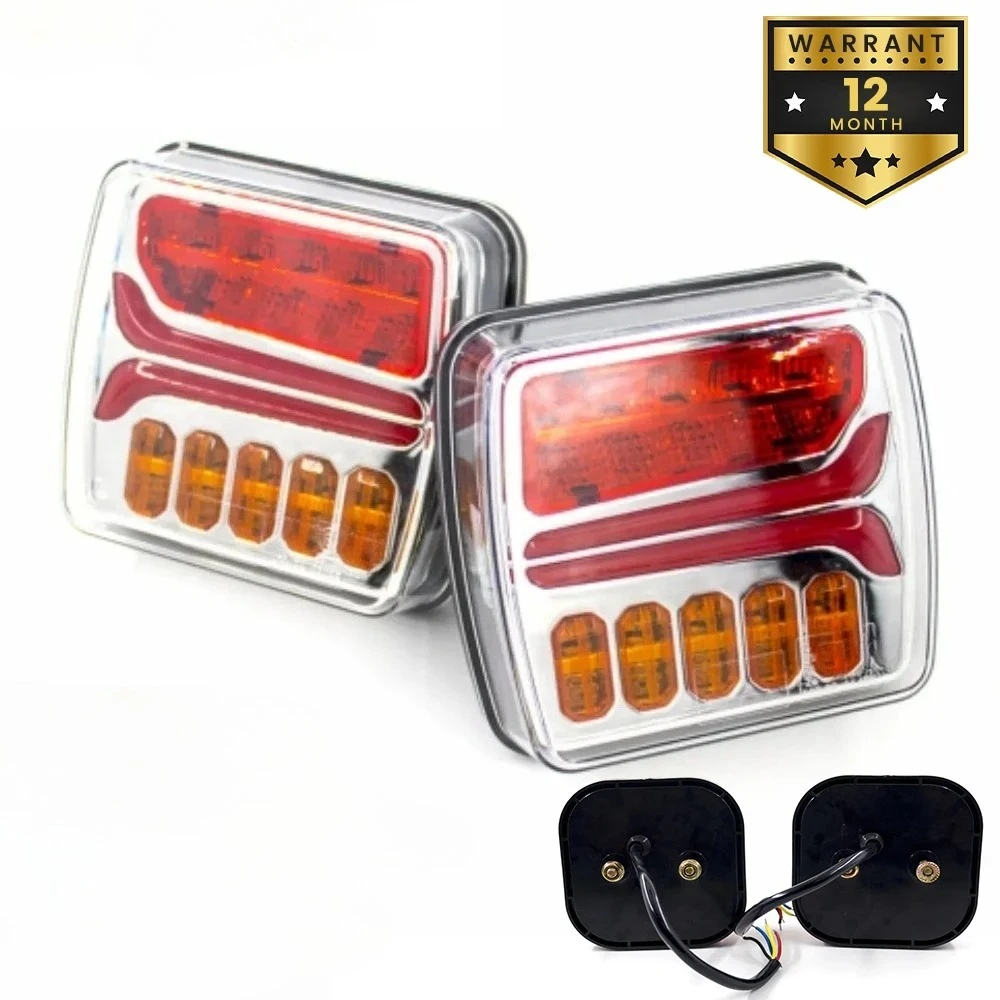 

2 шт. 4-дюймовый квадратный задний светодиодный указатель поворота, задний фонарь, мигалка, тормозная пластина, лампа дальнего света 12 В 24 В, грузовик, прицеп, автофургон