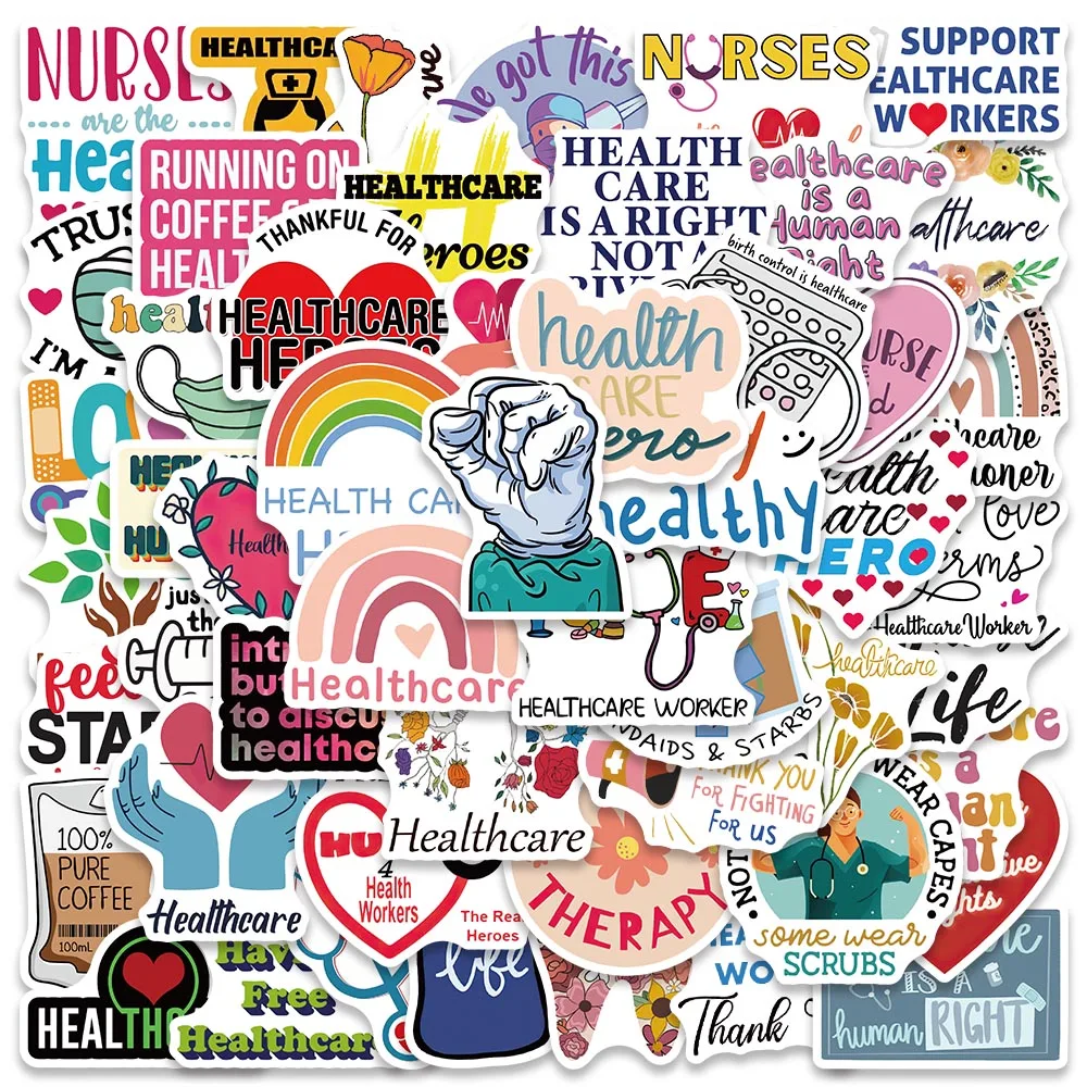 

10/52Pcs Healthcare Graffiti Stickers Aesthetic English Decals For Laptop Suitcase Diary Scrapbook Water Bottle Room Stickers