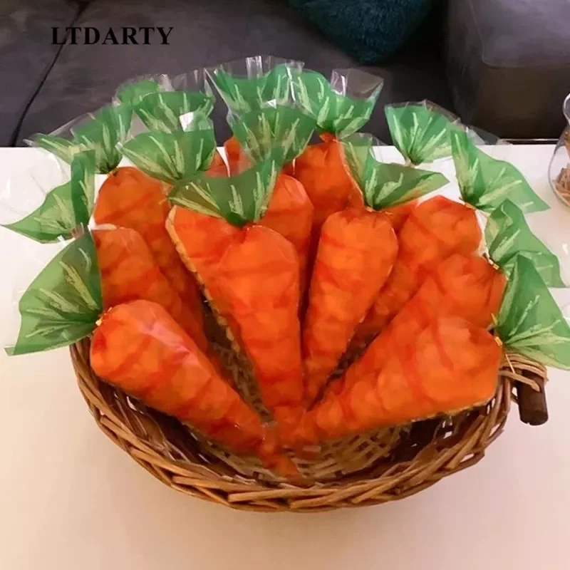 

20/50pcs Easter Bunny Carrot Candy Bags Rabbit Cookies Bag kids Birthday Party Decoration Supplies Baking gifts Packing bag
