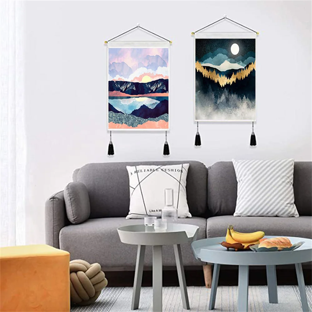 

Sunset Mountain Evening Landscape Tapestry Room Decor Aesthetic Nordic Abstract Scenery Wall Hanging Home Decoration Tapestries