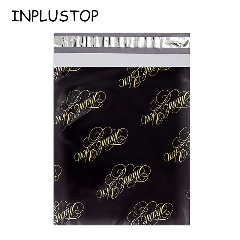 

INPLUSTOP Eco Friendly Poly Mailing Packaging Pouch Black THANK YOU Logistics Courier Bags Plastic Mailer Express Ecommerce Bag