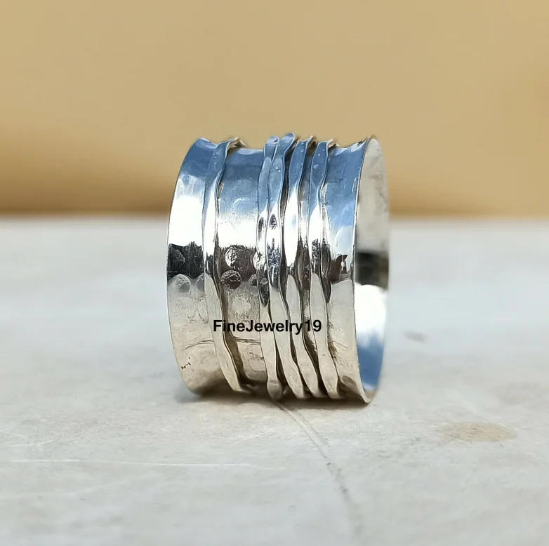 

ANGLANG Luxury Women&men Fashion Ring Handmade Extra Wide Meditation Statement Ring Fine Jewelry Wedding Party Band Ring