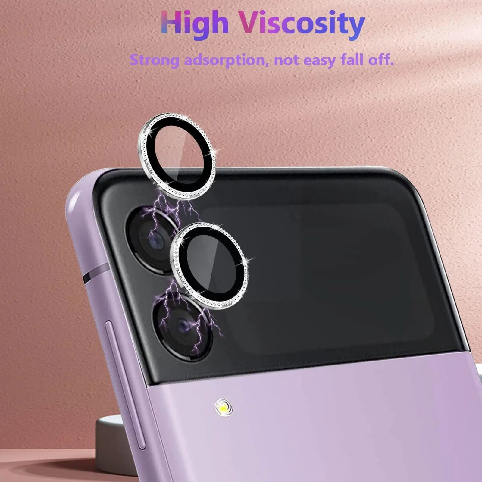 

Bling Diamond Alloy Camera Tempered Glass Protector for Samsung Galaxy Z Flip 4 Flip4 Metal Lens Film Cover Locator 20 R7P0
