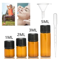 10pcs 1ml2ml3ml5ml empty dram amber glass essential oil bottle thin glass small amber perfume oil vials sample test bottle