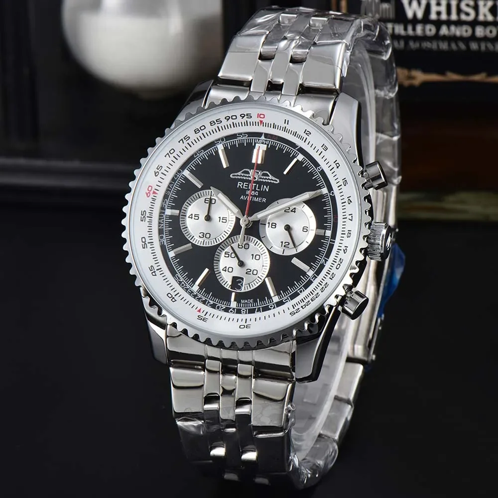 

New AAA+ Breitling Watches For Mens Top Quality Full Steel Navitimer Automatic Date Watch Business Sports Chronograph Male Clock