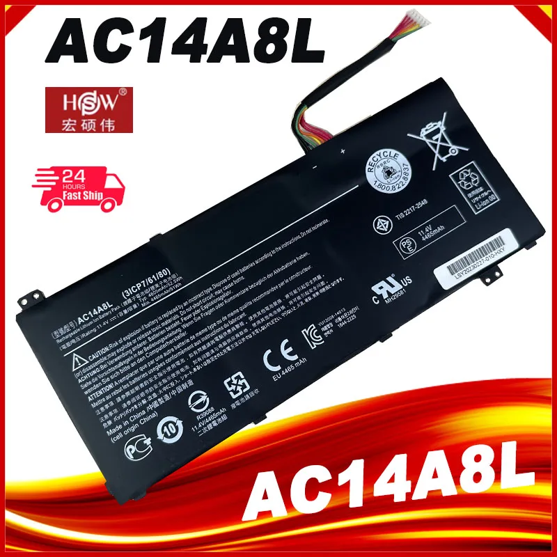 

11.4V 52.5WH/4605mAh AC14A8L Laptop Battery For Acer Aspire VN7-571 VN7-571G VN7-591 VN7-591G VN7-791G MS2391 KT.0030G.001