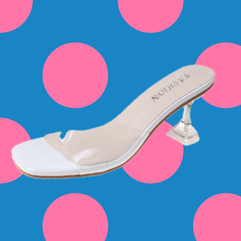 

Women's Sandals 2023 New Outside Fashionable Hundred Open Toe Transparent with Female Slippers Summer Crystal Fine Heel Sandals