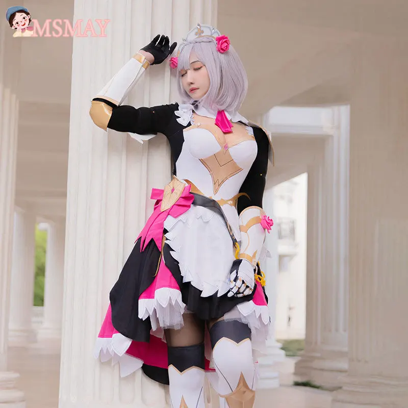 

MsMay Genshin Impact Noelle Cosplay Costume Knights Maid Dress Wig Uniform Halloween Party Outfit For Women Girls