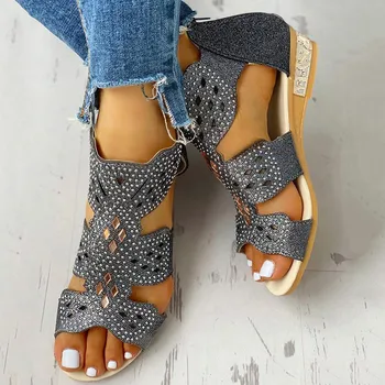 Fashion Wedge Sandals Female Hollow Out Zip Up Street Summer Outdoor Shoes Roman Beach Wedges Women Sandals Sandalias De Mujer 1
