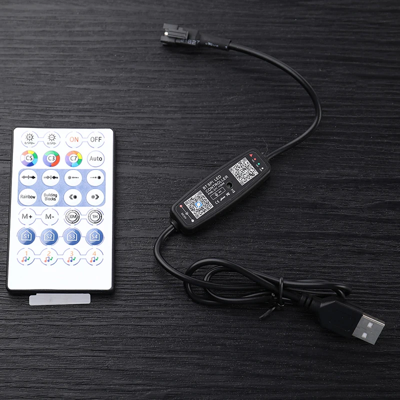 

WS2812B Controller Bluetooth Music APP Control for Pixel LED Strip Light SK6812 WS2811 WS2812 Tape Lights USB 5V Remote Control