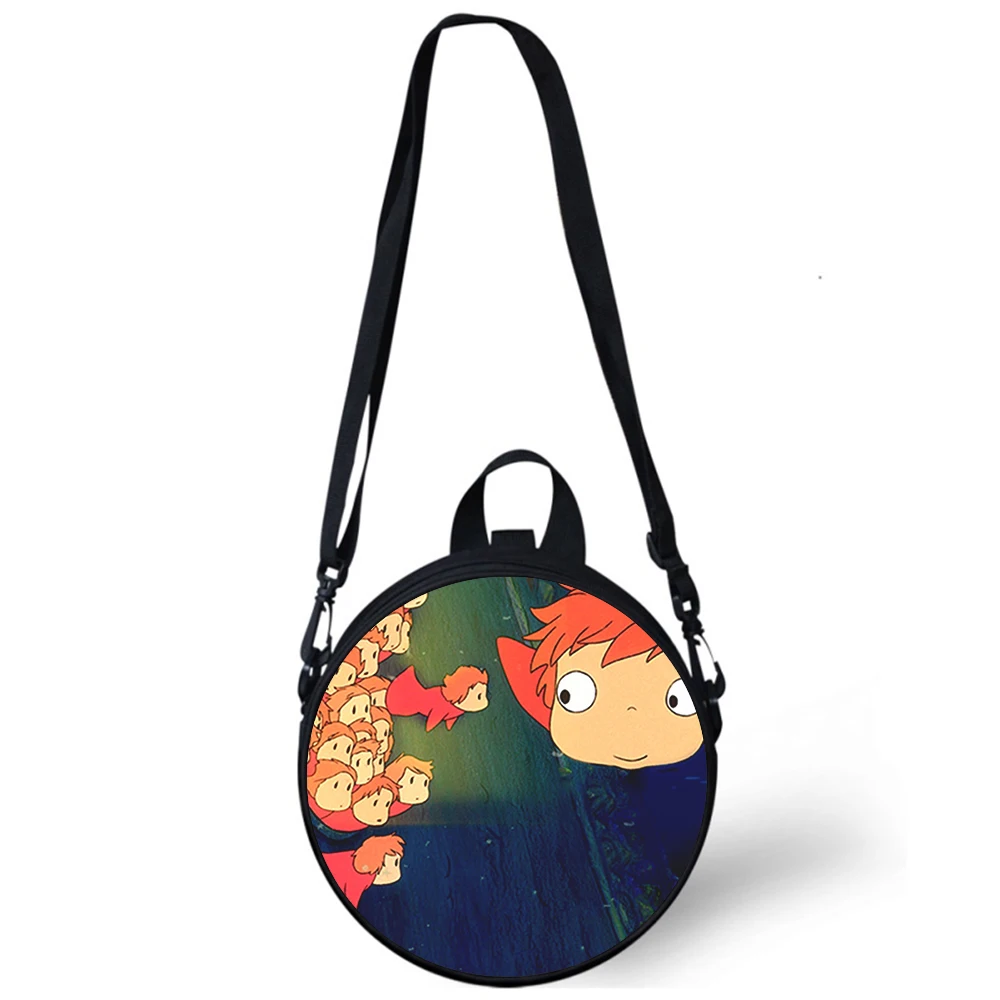 Ponyo on the Cliff anime Child kindergarten Bag 3D Print Crossbody Shoulder Bags For School Women Mini Round Bagpacks Rugtas Bag