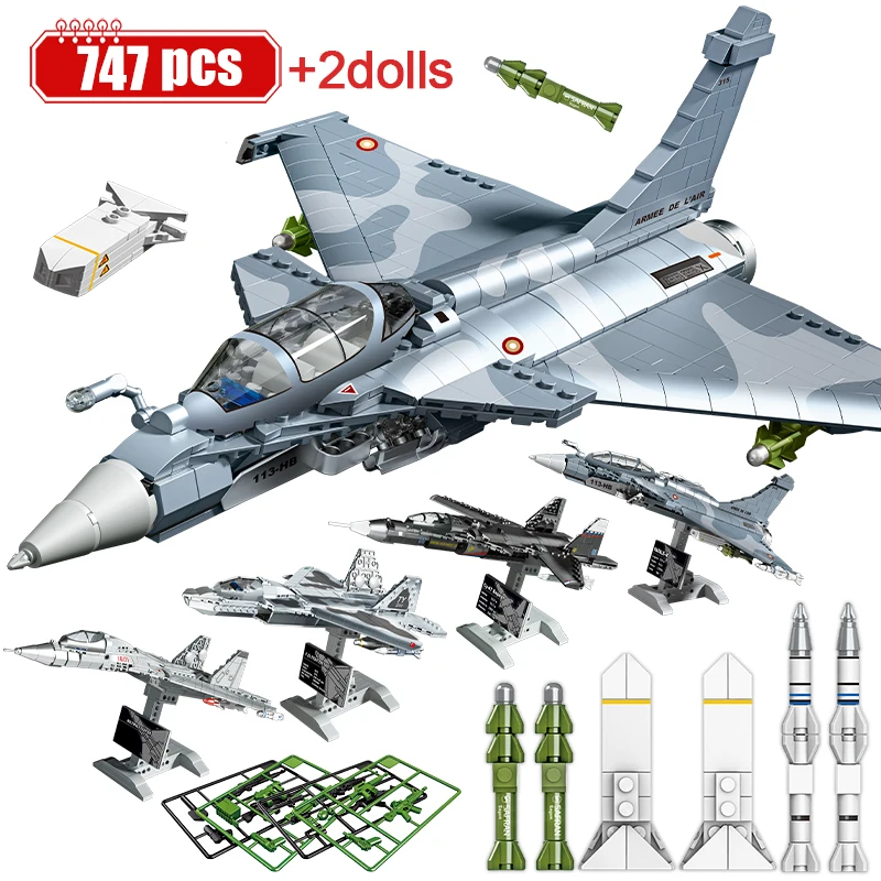 WW2 Technical F-22 Raptor Fighter Airplane Building Blocks City Police Military War Weapon Plane Army Figure Bricks Toys for Kid