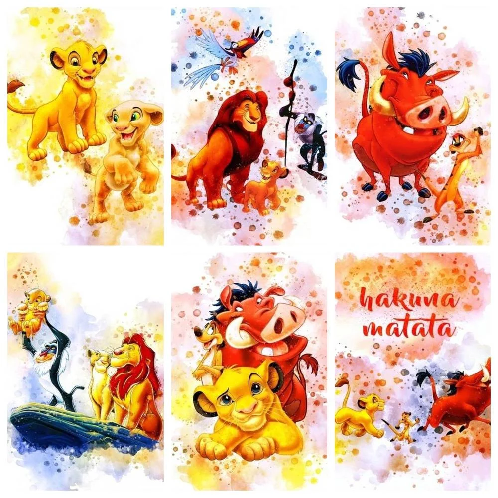 

Disney 5D DIY Diamond Cartoon Lion King Simba and Warthog Cross Stitch Set Hand Inlaid Gifts Home Bedroom Wall Art Decoration